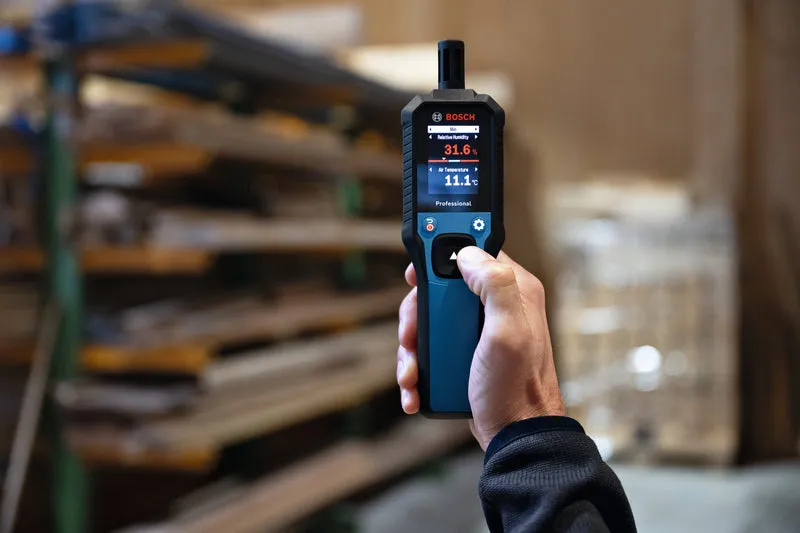 Bosch Thermo Hygrometer GDH 1-17 (misst Temperatur, Luftfeuchtigkeit, Taupunkt, inkl. Batterien, Tasche)