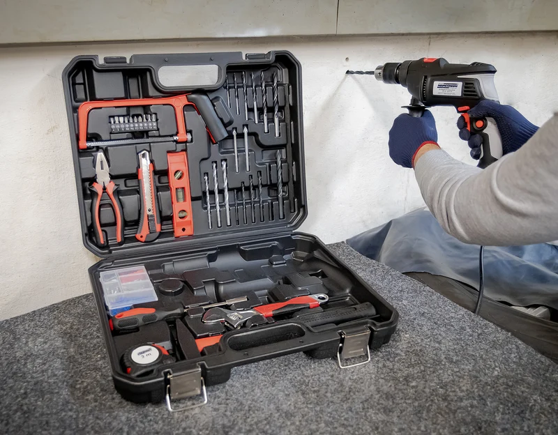 Werkzeugkoffer, 36-tlg. mit Schlagbohrmaschine