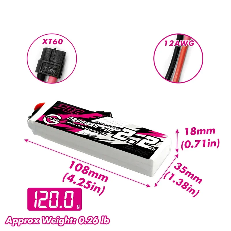 CNHL G+Plus 2200mAh 7,4V 2S 70C LiPo-Akku mit XT60-Stecker