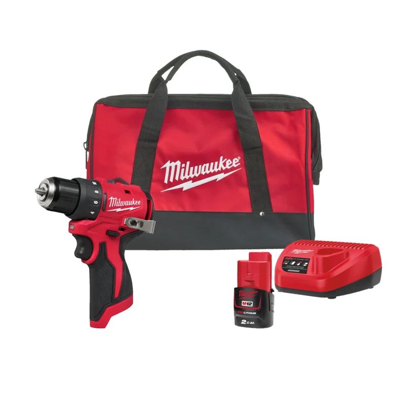 Milwaukee M12 BLDDRC-201B Akku-Bohrschrauber 40 Nm mit Akku/Lader in Tasche