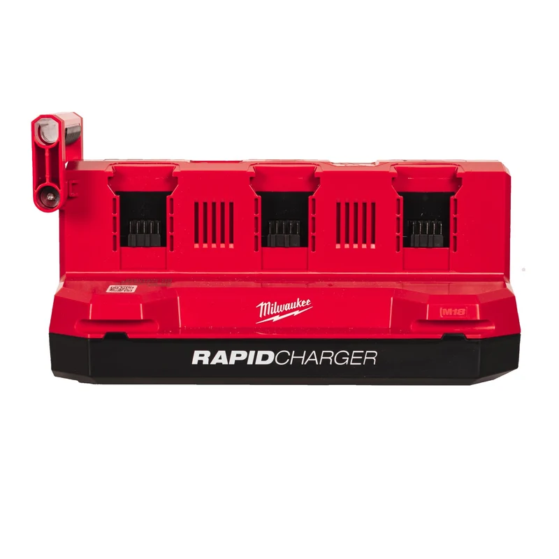 Milwaukee M18 MPC6 PACKOUT 6-fach Schnellladegerät (lädt 2 Akkus gleichzeitig mit 6 A, Tag-/Nachtmodus)