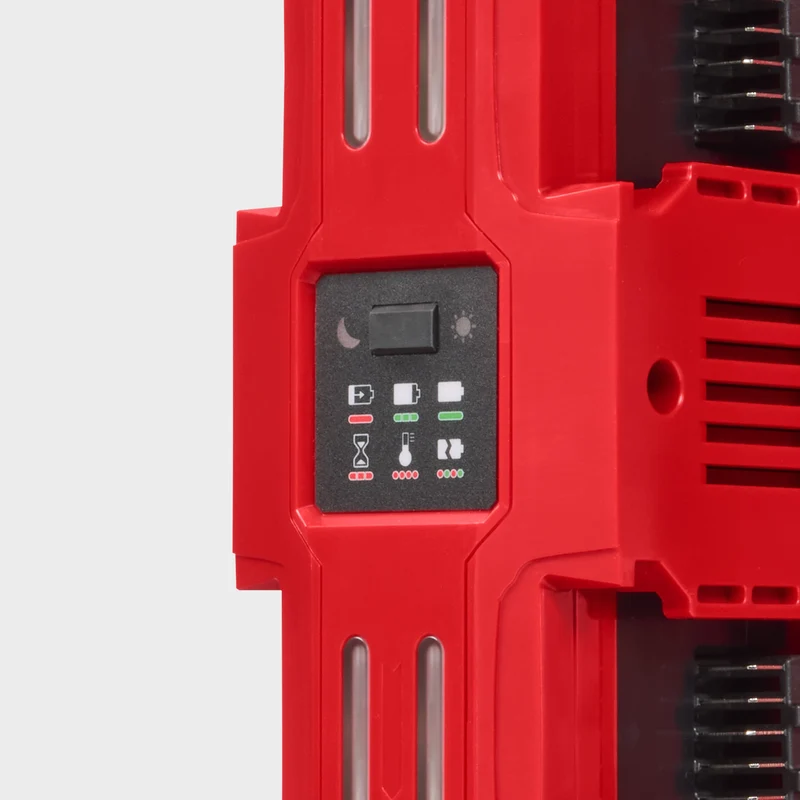 Milwaukee M18 MPC6 PACKOUT 6-fach Schnellladegerät (lädt 2 Akkus gleichzeitig mit 6 A, Tag-/Nachtmodus)