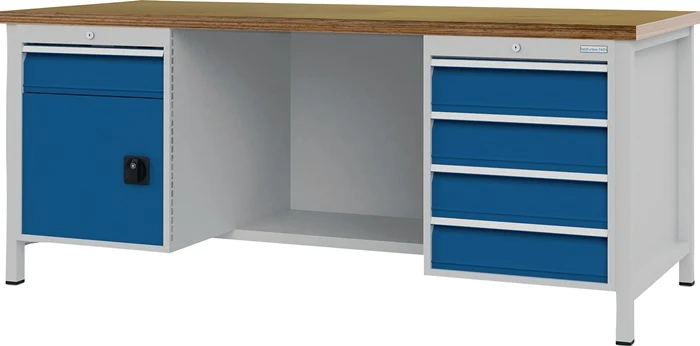 BEDRUNKA+HIRTH Werkbank signalblau, RAL 5005 lichtgrau, RAL 7035 B2000xH859xT750 mm ( 9000426132 )