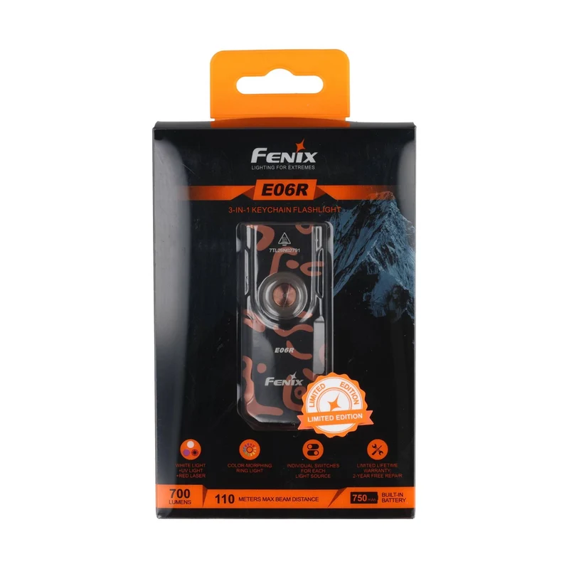 Fenix E06R Schlüsselbundleuchte Graffiti Edition – 700 Lumen mit Weißlicht, UV-Licht und Laser