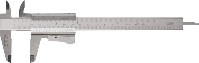 TECWERK Taschenmessschieber DIN 862 150 mm mit Momentfeststellung eckig