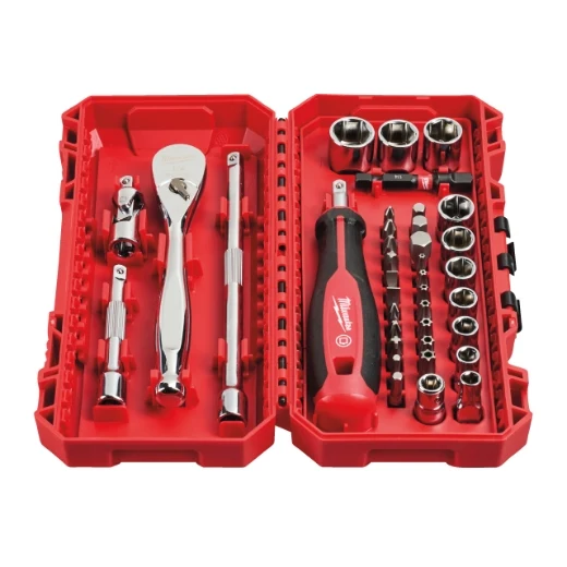 Milwaukee 1/4" Ratschen- und Steckschlüsseleinsatz Set in Packout Kassette 38 tlg.