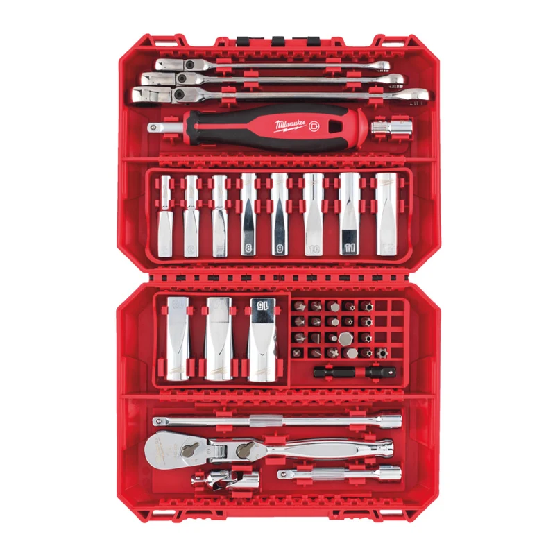 Milwaukee 1/4" Ratschen-, lange Steckschlüsseleinsätze und Handgriff Set Premium Packout Kassette 42 tlg. (4932498382)