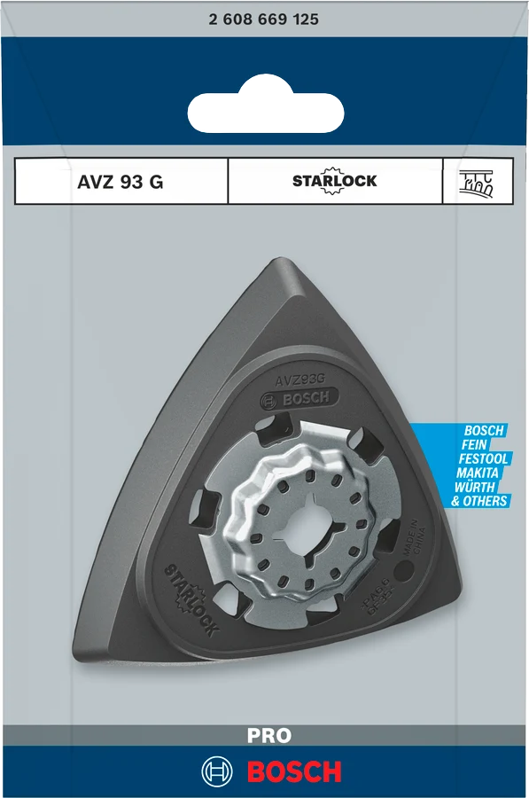 Bosch PRO Schleifplatte AVZ 93 G (Starlock, 93x93 mm, mit Kletthaftung, für Multifunktionswerkzeuge)