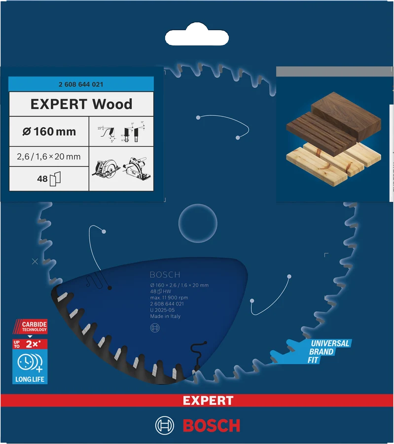 Bosch Expert Kreissägeblatt Expert for Wood Ø 160 x 20 x 2.6 mm 48 Zähne (2608644021)