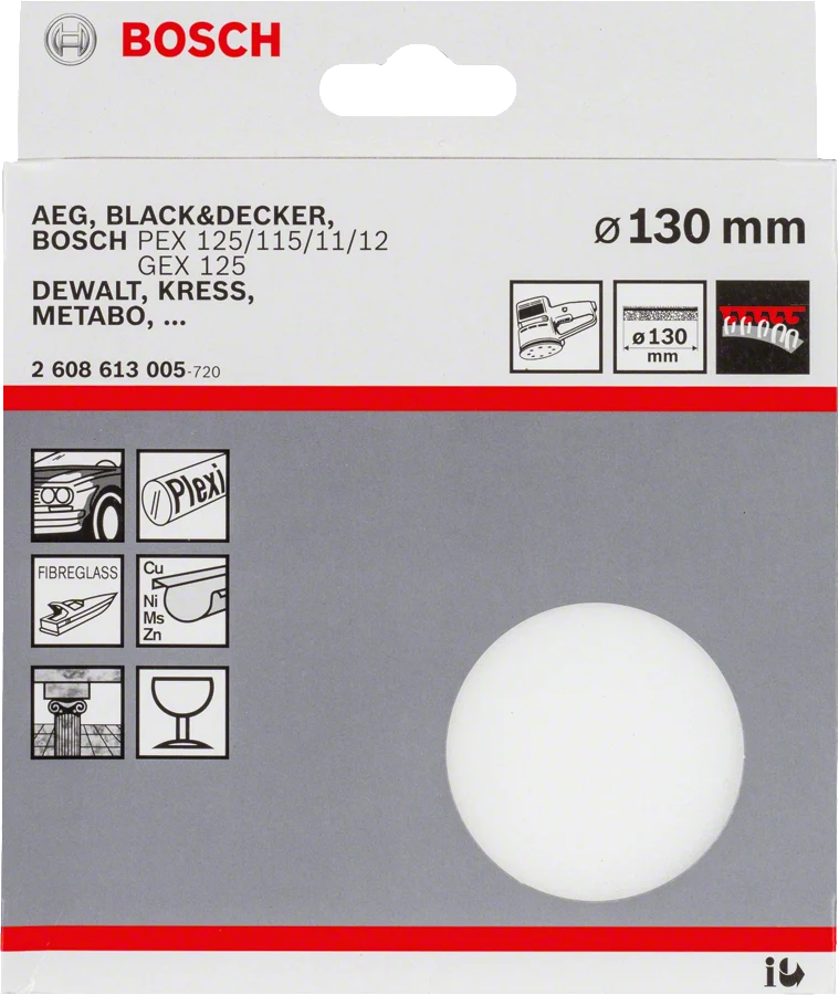 Bosch Polierschwamm Klett für Exzenterschleifer 130 mm