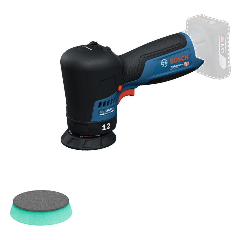 Bosch Akku-Exzenterpolierer GPX 12V-77 (Solo, inkl. 77 mm Klett-Stützteller & 77 mm Polierschwamm)