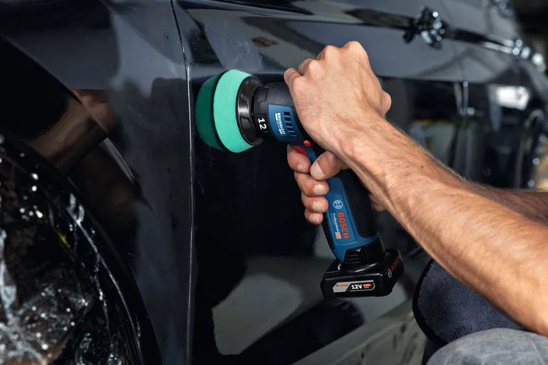 Bosch Akku-Exzenterpolierer GPX 12V-77 (Solo, inkl. 77 mm Klett-Stützteller & 77 mm Polierschwamm)