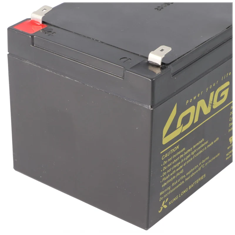 Kung Long WP12-12E F2 Zyklenfest Blei-Vlies-Akku, 12Volt, 12Ah mit 6,3mm Faston Anschluss
