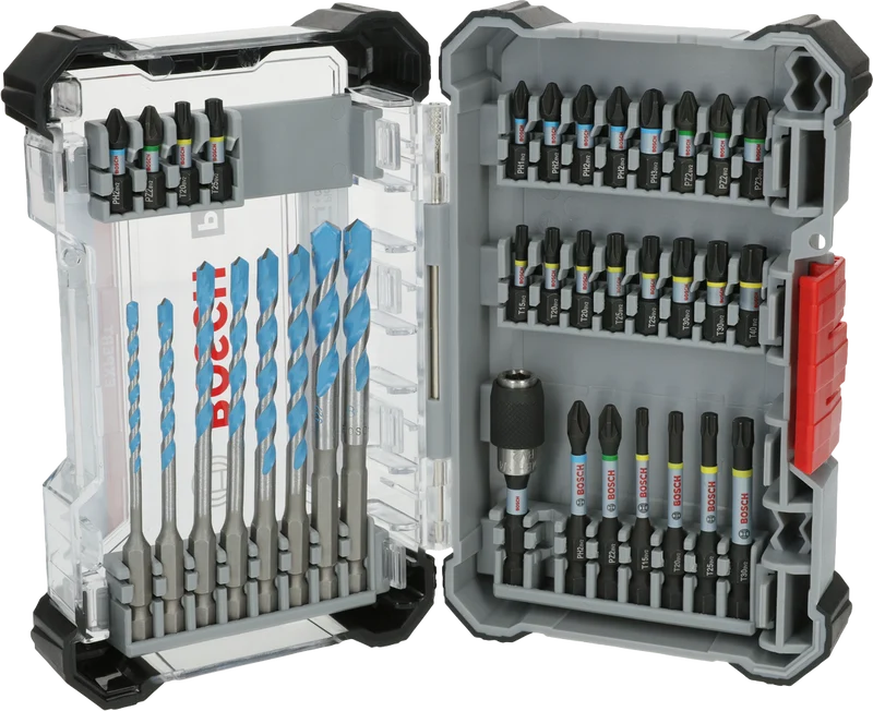 Bosch PRO Impact Schrauberbits und Multi Construction Bohrer Set in Kassette 35 tlg.