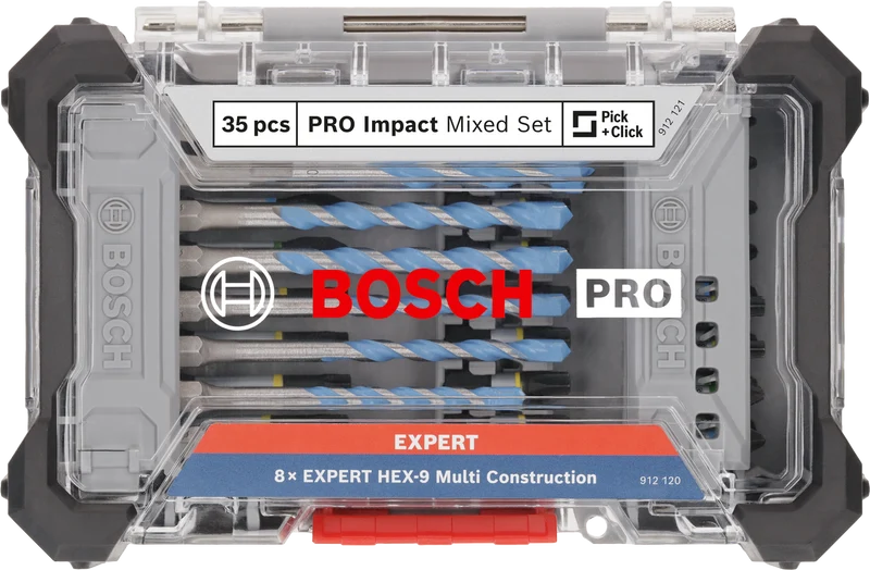 Bosch PRO Impact Schrauberbits und Multi Construction Bohrer Set in Kassette 35 tlg.
