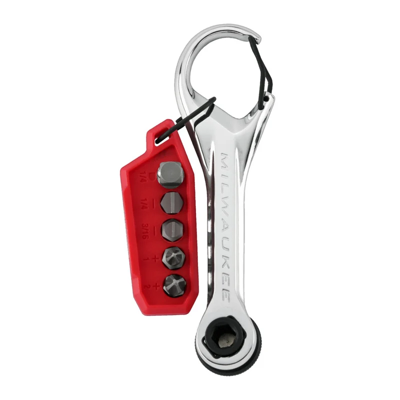 Milwaukee 7-in-1 Micro-Ratsche (1/4" + 5/16" Ratschenkopf 90-Zahn-Design, inkl. Bits und Adapter)