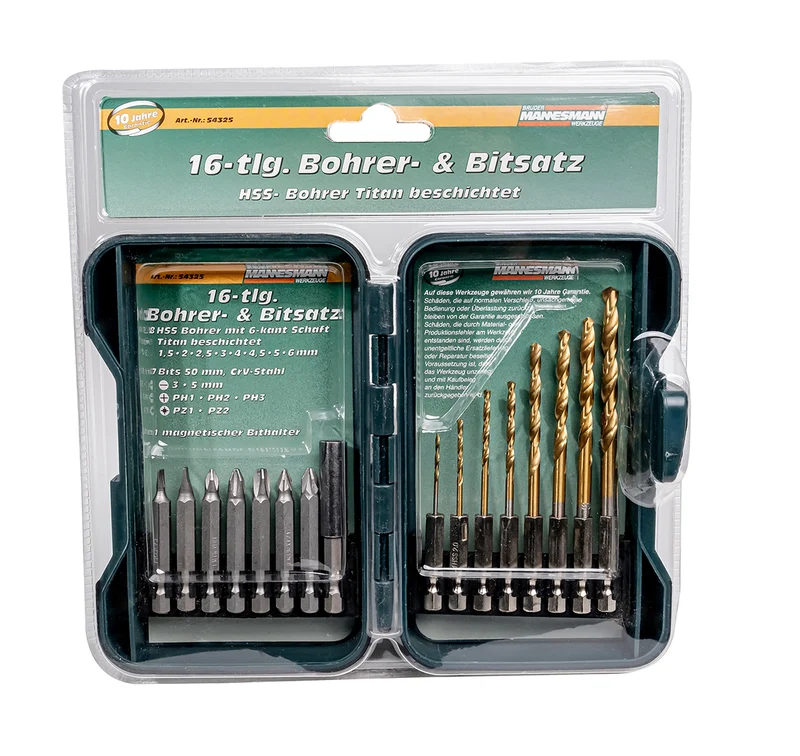 Bohrer- und Bitsatz, 16-tlg.