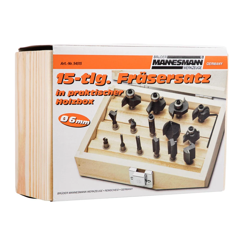 15-tlg. Fräsersatz mit 6 mm Schaft