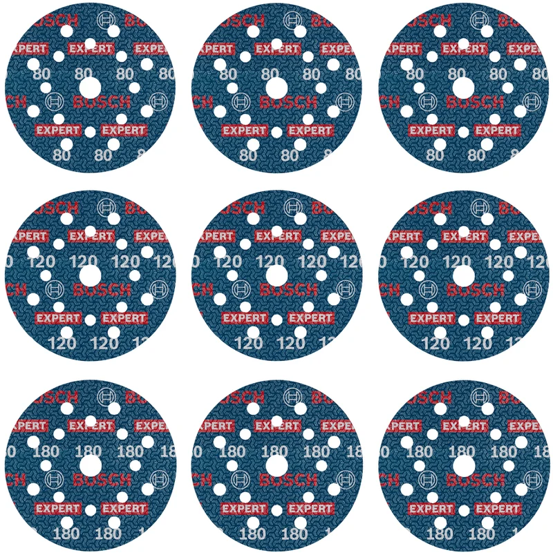 Bosch EXPERT Folienschleifscheiben Set O780 Ø 125 mm (9er-Pack, K80/K120/K180 für das effiziente Schleifen verschiedenster Materialien)