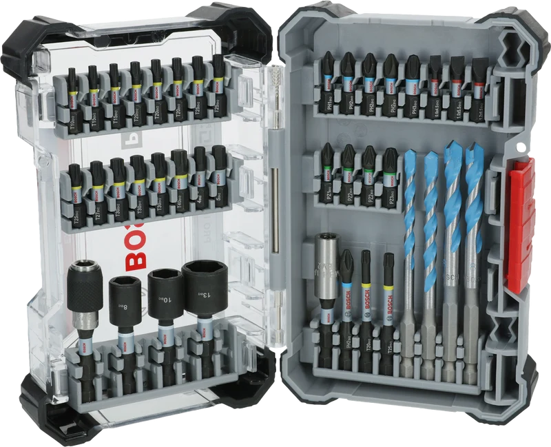 Bosch PRO Impact Bit- & Bohrer-Set 40-tlg. (Schrauberbits: PH, PZ, T, H, SL - Multi Construction Bohrer: 5, 6, 8 mm - Bithalter - Stecknuss: 8, 10, 13 mm)