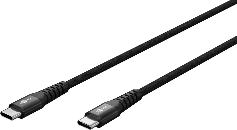 Goobay USB-C Supersoftes Textilkabel mit Metallsteckern, USB-C auf USB-C, 60 W, schwarz