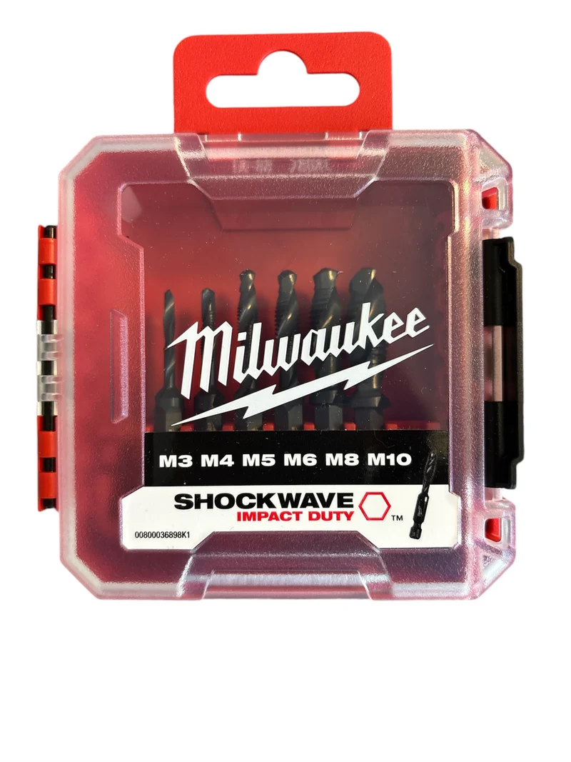 Milwaukee Shockwave Kombi-Gewindebohrer Set (1/4" Hex Packout Kassette 6 tlg.)