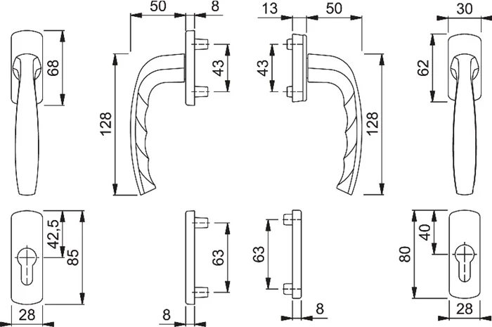 HOPPE Balkongarnitur New York 0810/961N/U10/… Aluminium F1 ( 3000203698 )
