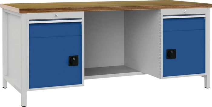 BEDRUNKA+HIRTH Werkbank signalblau, RAL 5005 lichtgrau, RAL 7035 B2000xH859xT750 mm ( 9000426072 )