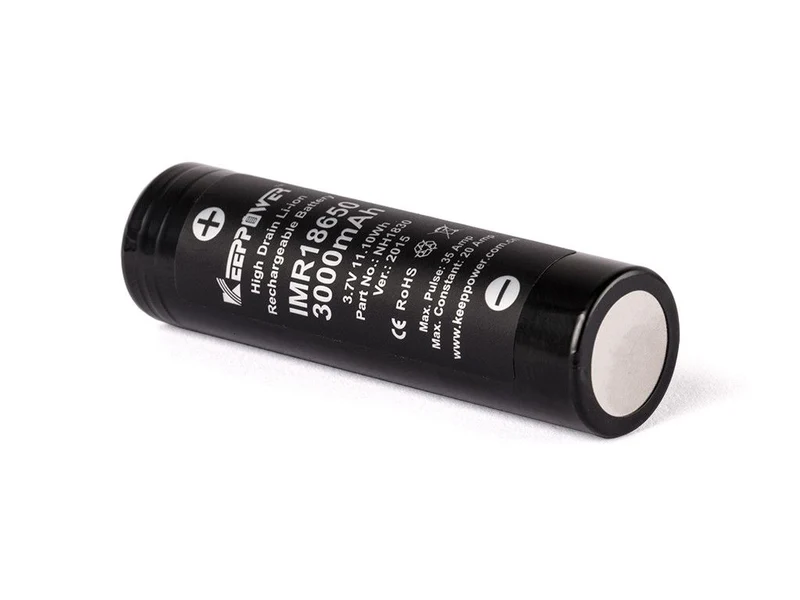 Keeppower IMR18650 - 3000mAh, 3,6V - 3,7V Li-Ion-Akku (Pluspol flach)