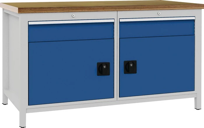 BEDRUNKA+HIRTH Werkbank signalblau, RAL 5005 lichtgrau, RAL 7035 B1500xH859xT750 mm ( 9000426064 )