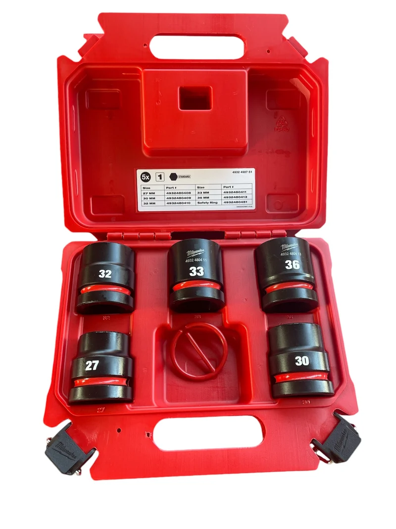 Milwaukee Shockwave Schlagnuss Set 1" 27/30/32/33/36 mm kurz 5 tlg.
