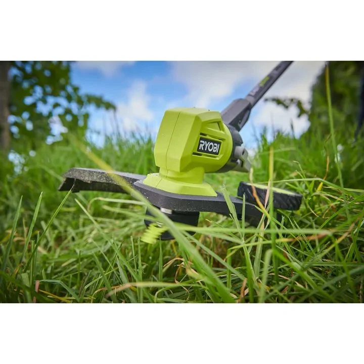 RYOBI RY18LT33A-0 Akku-Rasentrimmer 33 cm Schnittbreite (mit Radführung, 1x Fadenspule, ohne Akku/Lader im Karton)
