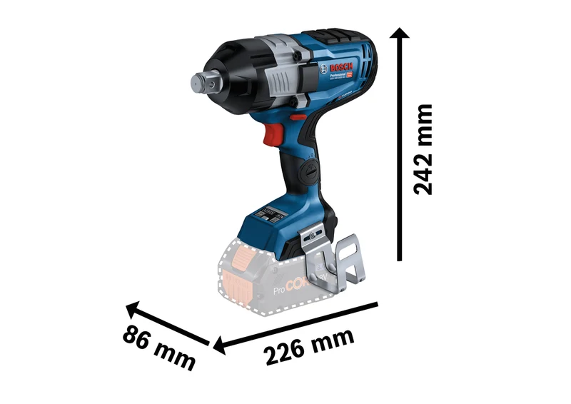 Bosch Akku-Schlagschrauber GDS 18V-1600 HC (3/4" Vierkant, Drehmoment: 1600 Nm, inkl. GCY 42, Solo in L-BOXX 136)
