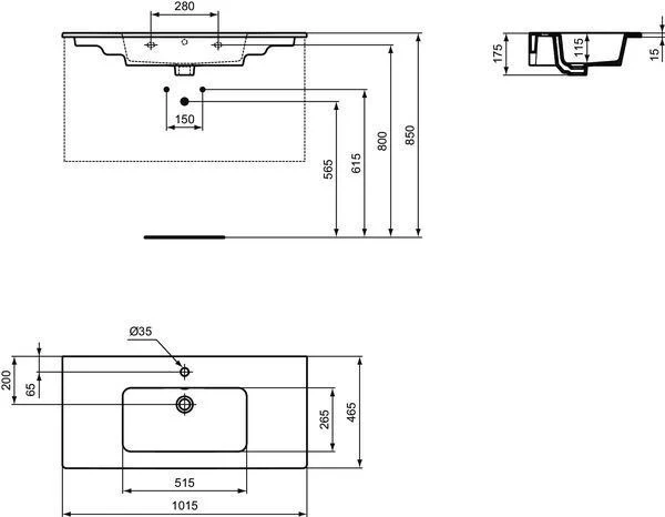 IDEAL STANDARD Möbelpaket Eurovit+ m.WT 101cm Weiß u.Schrank 100cm