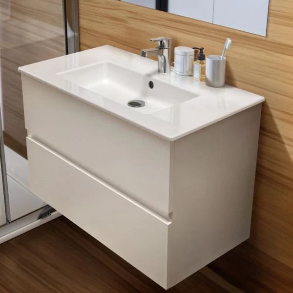 IDEAL STANDARD Möbelpaket Eurovit+ m.WT 101cm Weiß u.Schrank 100cm