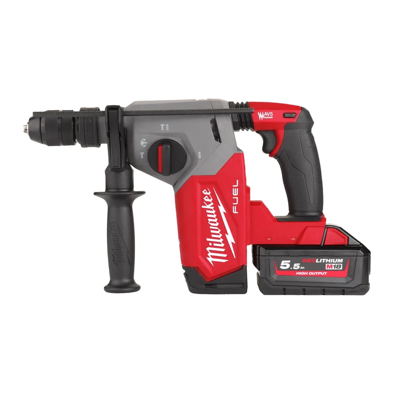 Milwaukee Akku-Kombihammer M18 FHX-552X (SDS plus, Schlagenergie: 2,5 J, Optimiertes Hammerbohren: 6 - 20 mm, mit 2 x 5,5 Ah Akku in HD Box)
