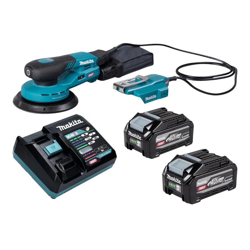 Makita BO 004 CGU201 Akku Exzenterschleifer 40 V max. 150 mm 3,0 mm Hub Brushless +2x Akku 4,0 Ah + Ladegerät