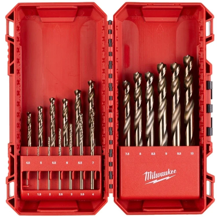 Milwaukee Red Cobalt HSS-G Metallbohrer 19-tlg. in Packout Kassette (Bohrer-Ø: 1,0 - 10,0 mm)