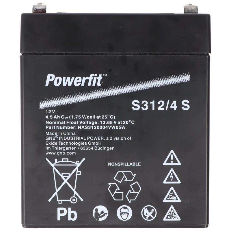Exide Powerfit S312/4 S Blei Akku, Anschluss 4,8mm