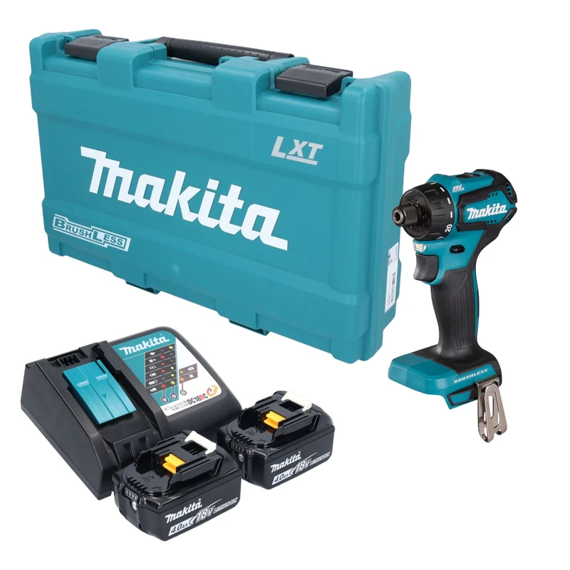 Makita DDF 083 RMK Akku Bohrschrauber 18 V 40 Nm 1/4" Brushless + 2x Akku 4,0 Ah + Ladegerät + Koffer