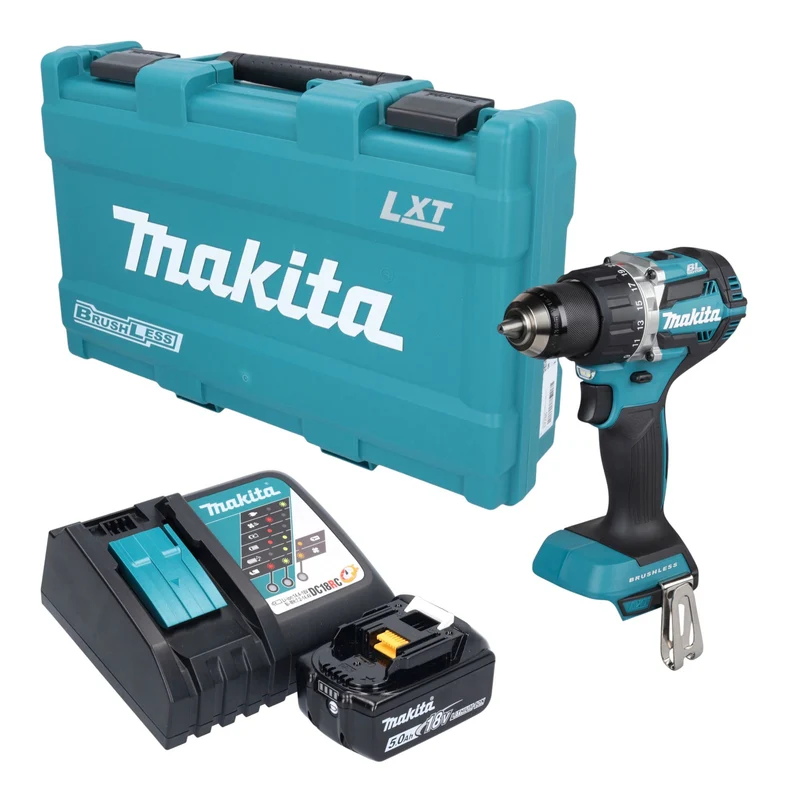 Makita DDF 484 RT1K Akku Bohrschrauber 18 V 54 Nm Brushless + 1x Akku 5,0 Ah + Ladegerät + Koffer
