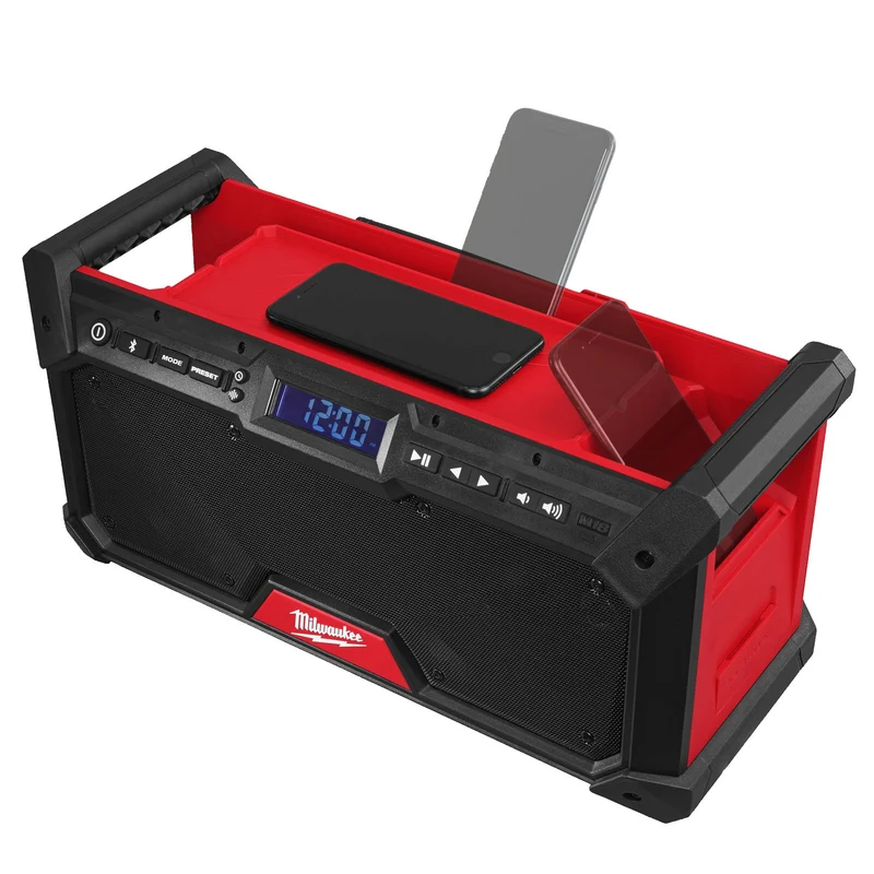 Milwaukee Akku-Baustellenradio M18 RADDAB+G2-0 (DAB+ / FM-Empfänger, Bluetooth®-Empfang bis 30 m, Akku- & Kabelbetrieb, USB-C, ohne Akku)