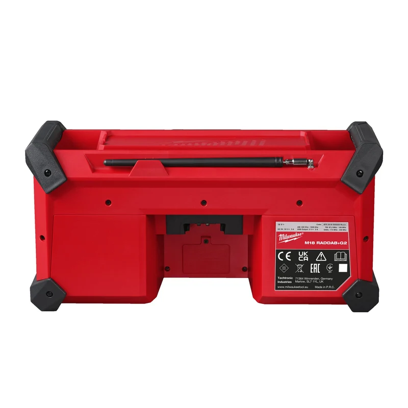 Milwaukee Akku-Baustellenradio M18 RADDAB+G2-0 (DAB+ / FM-Empfänger, Bluetooth®-Empfang bis 30 m, Akku- & Kabelbetrieb, USB-C, ohne Akku)