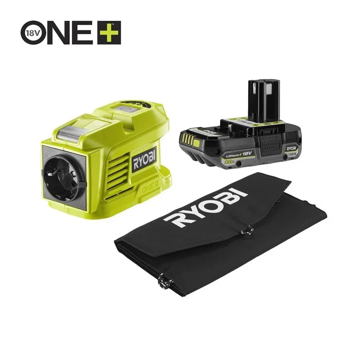 RYOBI RYSP21ABI150B-120 Akku-Wechselrichter Gen II 150 W / 230 V (1x 2.0 Ah Akku und Solarmodul)