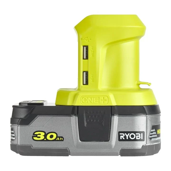 RYOBI R18 USB-0 18V USB-Adapter mit Ladestrom 1.0 A und 2.1 A ohne Akku/Lader im Karton