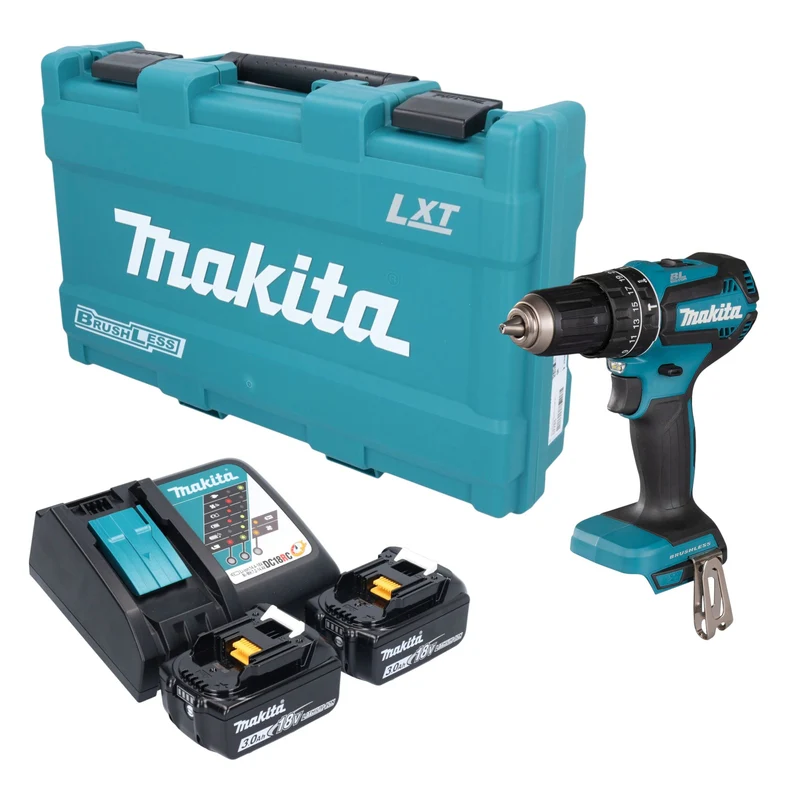 Makita DHP 485 RFK Akku Schlagbohrschrauber 18 V 50 Nm Brushless + 2x Akku 3,0 Ah + Ladegerät + Koffer