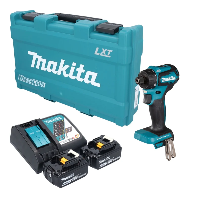 Makita DDF 083 RGK Akku Bohrschrauber 18 V 40 Nm 1/4" Brushless + 2x Akku 6,0 Ah + Ladegerät + Koffer