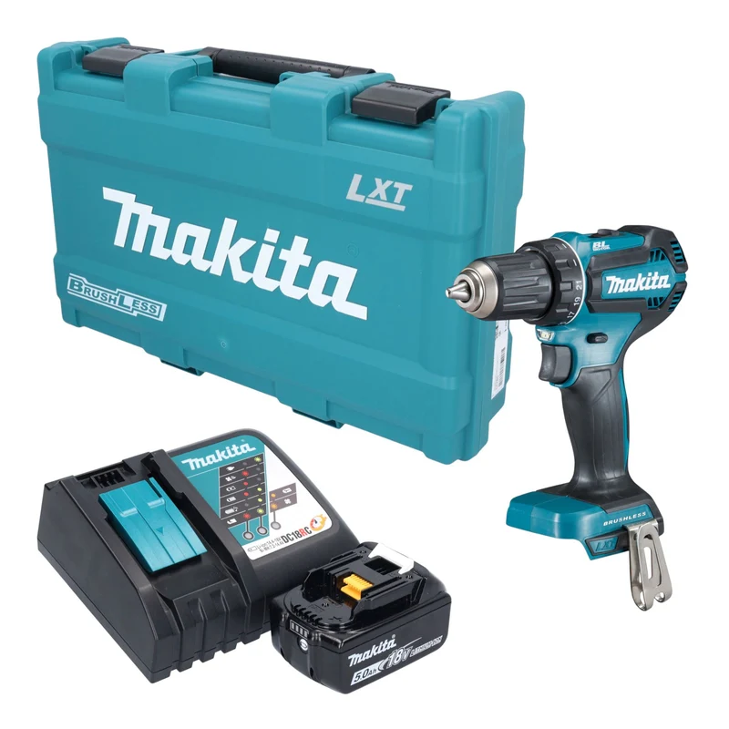 Makita DDF 485 RT1K Akku Bohrschrauber 18 V 50 Nm Brushless + 1x Akku 5,0 Ah + Ladegerät + Koffer