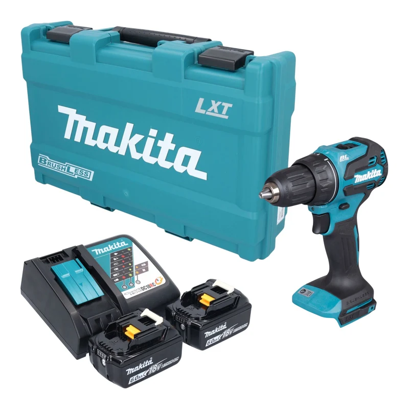 Makita DDF 490 RGK Akku Bohrschrauber 18 V 65 Nm Brushless + 2x Akku 6,0 Ah + Ladegerät + Koffer