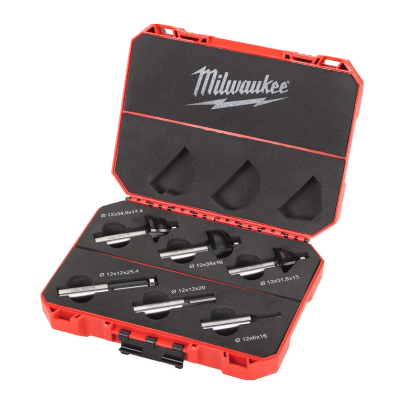 Milwaukee Hartmetall-Fräsersatz für Oberfräsen 12 mm in Packout Kassette 6 tlg. (4932493578)
